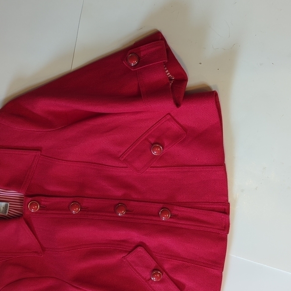 Red Blazer Linen blend Office Siren blazer boxy cropped tailored  Nygard  sz 4P - Picture 2 of 13